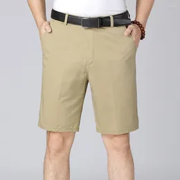 Men's Shorts Summer Men Solid Colour Loose Breathable Formal Business Style Knee Length Short Pants Father Grandfather Daily Trousers