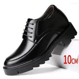 Casual Shoes Men's Inner Height Increase 10cm Leather Business Thick-soled Invisible Elevator Wedding 8cm Groomsmen