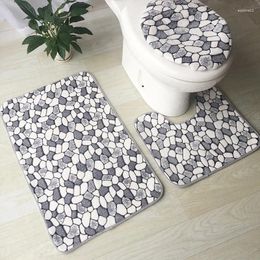 Bath Mats 2024 3PCS Toilet Seat Cover Set Absorbent Non-Slip Bathroom Rug Lid Shower Room Floor