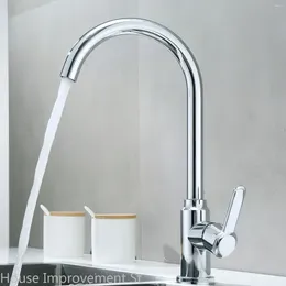 Kitchen Faucets Sink Faucet With 360 Degree Swivel Spout Single Handle High Arc Deck Mounted Hole And Cold Water Mixer