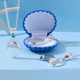 Pendant Necklaces Shining Blue Crystal Shell Pendant Classic TV H2o Mermaid Necklace Fashion Zircon Silver Plated Copper Jewelry Just Add WaterL2404