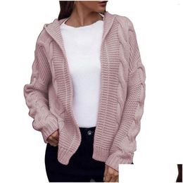 Moletons moletons da mulher Mulher Autumn Color Solid Fashion Sweater grosso com capuz