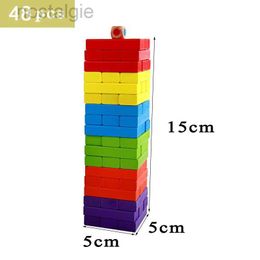 Blocks 48pcs New Educational Wooden Montessori Toy Building Block Toy Brain Game Kids Party Balance Games Wooden Domino Block Children 240401