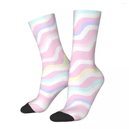 Men's Socks Oblique Wavy Pattern Rainbow Striped Male Mens Women Spring Stockings Hip Hop