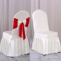 Chair Covers Pleated Skirt Satin Party Weddings Banquet Cover El Home Bow Decor Wedding