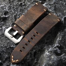 Watch Bands Vintage Head Layer Cowhide Leather Strap Suitable For Men Hard Watchband 20 21 22 23 24 26MM Thickened Bracelet