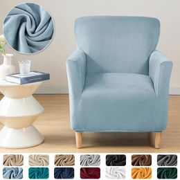 Chair Covers Solid Colour Velvet Club Sofa Slipcovers Elastic Super Soft Cover Single Seater Armchair For Bar Counter El