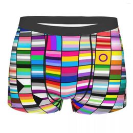 Underpants Men Boxer Briefs Shorts Panties Pride Flag Collage Mid Waist Underwear LGBT Gay Lesbian Pansexual Asexual Homme