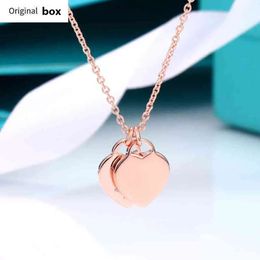 Designer&#039;s Women Love Return Necklaces Heart Designer Necklace Rose Gold Valentine Day T Jewelry Blue Box Offical Label