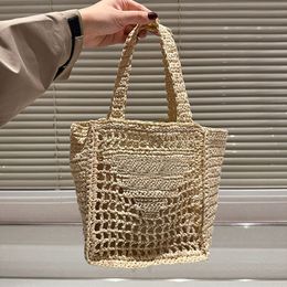 Woven Tote Bag Raffia Handbags Purse Embroidered Letters Drawstring Inner Pocket Wholesale Multiple Colors Women Shoulder Bags