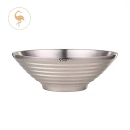 Bowls Aesthetic Design 304 Stainless Steel Japanese Ramen Bowl Heat-insulating Noodle Tableware Cutlery For Christmas And Year