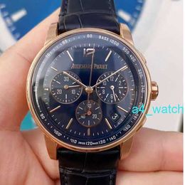 Grestest AP Wrist Watch CODE 11.59 Series 26393OR Rose Gold Smoked Purple Mens Fashion Leisure Business Sports Chronograph Watch