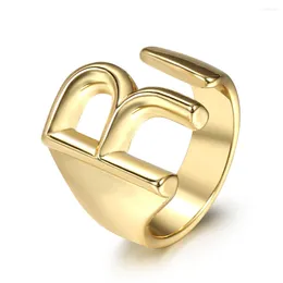 Cluster Rings Gold Colour Capital A-Z Letter Ring For Women Girls Alphabet Signet Open Name Party Wedding Engagement Wholesale DGR68