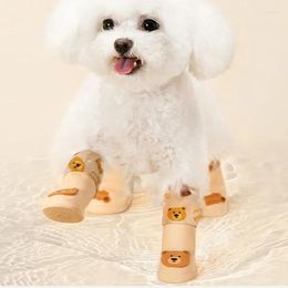 Dog Apparel 4Pcs/set Pet Silicone Rain Shoes Booties Rubber Portable Anti Slip Waterproof Cat Outdoor Autumn Winter Supplies