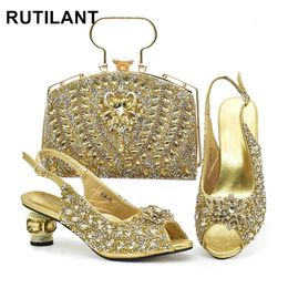 Italian Shoe and Bag Set Nigerian Women Party Pumps with Purse Low Heels Wedding Shoes Bride Africa Bags 240326