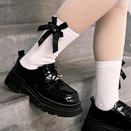 Women Socks Harajuku Lolita Bow Girls Jk Black Bowknot Female Stockings Long Tube Sweet Spring Summer Hosiery Sox