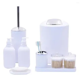 Bath Accessory Set Trash For Bathroom Accessories With Refillable Lotion Bottles Toothbrush Cup Modern Black Home