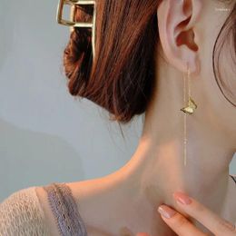 Dangle Earrings 2024 Stainless Steel Butterfly Zircon For Women Tassel Gold Colour Accessories Fashion KPOP Jewellery Gifts