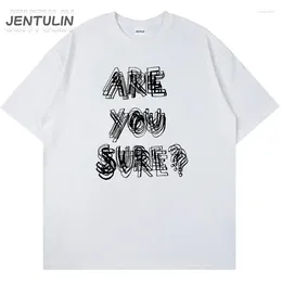 Men's T Shirts Aesthetics Letter Graphic T-Shirt Men Harajuku Short Sleeve Tshirt Cotton Funny Print Shirt Unisex Clothes Korean Tops Gothic