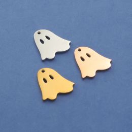 charms Fnixtar 20pcs Stainless Steel Ghost Pendant Charms Mirror Polished Halloween Ghost Pendant Christmas Necklace DIY Jewelry Making