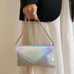 Evening Bags Women Shoulder Bag Leather Clutch Purse Wedding Party Prom Envelope Handbag Silver Crossbody With Chain