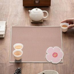 Table Mats Flexible Pvc Drying Mat Dish Drainer Pad Flower Waterproof Anti-slip Kitchen Countertop For Bowl Plate