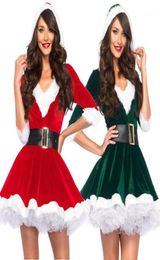 Ladies Chrismas Xmas Fancy Dress Fashion Women V Neck Half Sleeve Mini Santa Claus Costume Outfit Waistbelt14075970