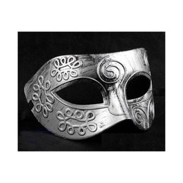 Party Masks Mens Retro Greco-Roman Gladiator Masquerade Vintage Golden/Sier Mask Sier Carnival Halloween Costume Drop Delivery Home Ga Dhvjp