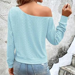 Women's Blouses Women Top Chic One-shoulder Tops Soft Breathable Amp Casual Pullovers For Fall Spring Fashion Long Sleeve