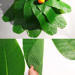 Decorative Flowers 5Pcs Artificial Banana Leaves Leaf Tropical Simulated Plant Table Mat Arrangement For Luau Party