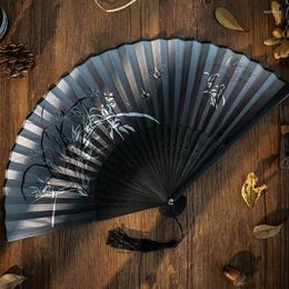 Decorative Figurines Chinese Style Folding Fan Women's Antique Classical Costume Dancing Hanfu Small Bamboo Po Prop Party Decoration