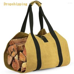 Storage Bags Dual-purpose Waterproof Canvas Tote Bag Thickened Pull-up Zippered Firewood Logging