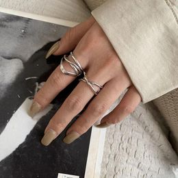 Cluster Rings 925 Sterling Silver Personality Trendy Simple Cross Winding Ring For Women Man Geometric Open Finger Fine Jewelry Wholesale