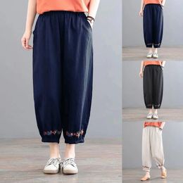 Women's Pants Vintage Boho Cotton Linen Baggy For Women 2024 Loose Harem Female Casual High Waist Beach Trousers Pantalones