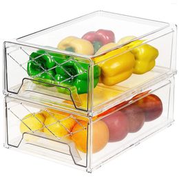 Storage Bottles Refrigerator Organiser Bins With Pull-out Drawer Plastic Stackable Container Removable Drain Tray Cabinet Kitchen Pantry