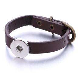 Snap Button Jewellery Bracelets 18mm Snap Button PU Leather Bracelet Women Men Snaps Jewely