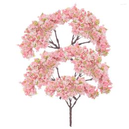 Decorative Flowers 5 Pcs Fake Trees Simulated Cherry Blossom Miniature Landscape Model Green Scenery Simulation Sand Table Decor