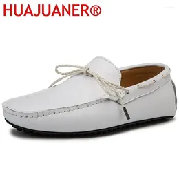 Casual Shoes Genuine Leather Men Luxury White Mens Loafers Moccasins Man Breathable Light Soft Driving Plus Size 38-48 49