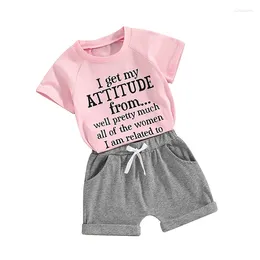 Clothing Sets Toddler Girl Summer Outfits Letters Baby T-shirt Tops Shorts 2PCS Infant Clothes