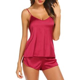 Sexy Pyjamas Lingerie Set Satin Pyjamas Cami Shorts Set Nightwear Sexy Fashion Pyjamas Set 2404101