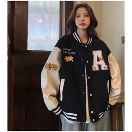 Korean Version of Retro Alphabet Print Baseball Uniform for Men and Women Allmatch Harajuku Style Loose Couple Jacket 240320