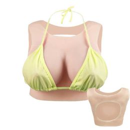 Breast Pad Kumiho Sissy Realistic Silicone Breast Forms Round Neck Hollow Drag Queen Fake Boobs Transgender Cosplay Silicon Fake Chest 240330