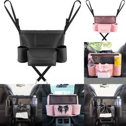 2024 Fashion Bow Car Seat Storage Bag Organizer Holder For Handbag Tissue Drink PU Leather Auto Seat Middle Hanging Pocket Stowing