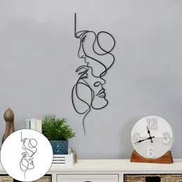 Decorative Figurines Wall Ornament Minimalist 3D Face Line Art Silhouette Hanging Iron Abstract Craft For Accents Crafts Home Decoration