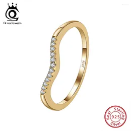 Cluster Rings ORSA JEWELS 14K Gold Plated Dainty Finger Band For Women Brilliant 925 Sterling Silver Luxury Stacking Jewelry APR32