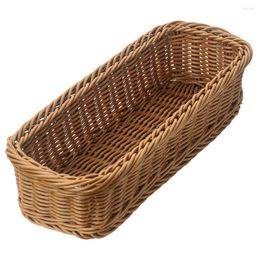 Kitchen Storage Woven Fruit Basket Imitation Rattan Home Baskets Cutlery Organizer Snacks Food Holder