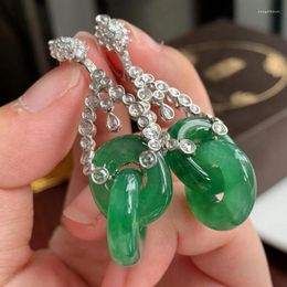 Dangle Earrings Interlocking Earings Luxury Classical Bohemian Style Engagement Jewelry Natural An Jade Green For Women Gift