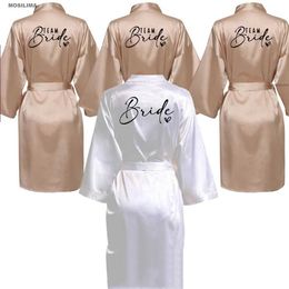 Sexy Pyjamas Bride Bridesmaid Wedding Robe Kimono Bathrobe Gown Nightgown Casual Satin Short Women Sexy Nightwear Sleepwear SP226 240330