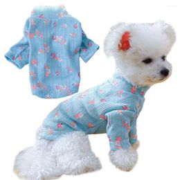 Dog Apparel Comfortable Pet Clothing Summer Flower Printing Vest Shirt Soft Sweatshirt For Small Pets Chihuahua Outdoor