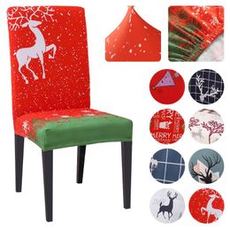 Chair Covers Christmas Dinner Cover Elastic Seat Protector Removable Washable For Dining Room Kitchen El